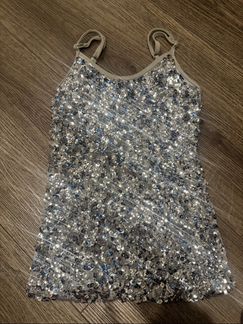 Girls' Silver Sequin Party Dress - Sparkle Tank Style